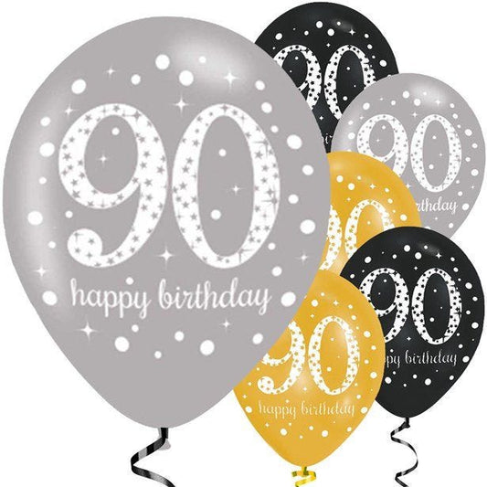 Sparkling Celebration 90th Birthday Balloons - 11" Latex (6pk)