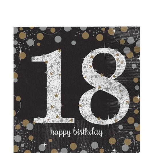 Sparkling Celebration 18th Birthday 2ply Paper Napkins - 33cm (16pk)