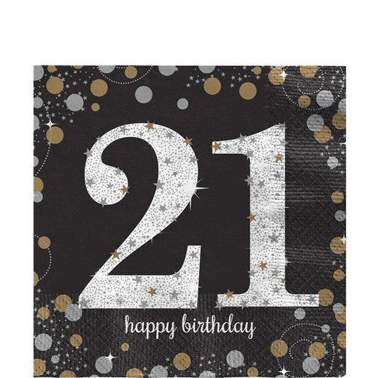 Sparkling Celebration 21st Birthday 2ply Paper Napkins - 33cm (16pk)