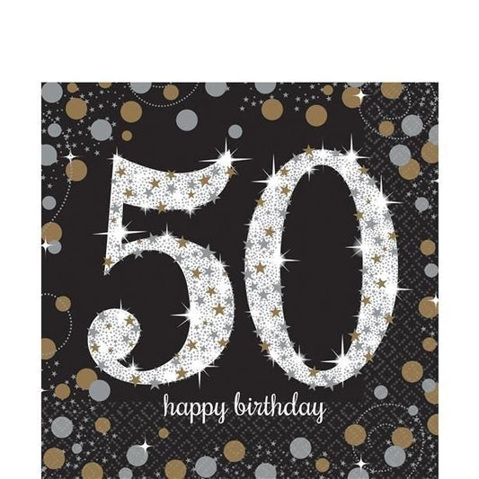 Sparkling Celebration 50th Birthday 2ply Paper Napkins - 33cm (16pk)