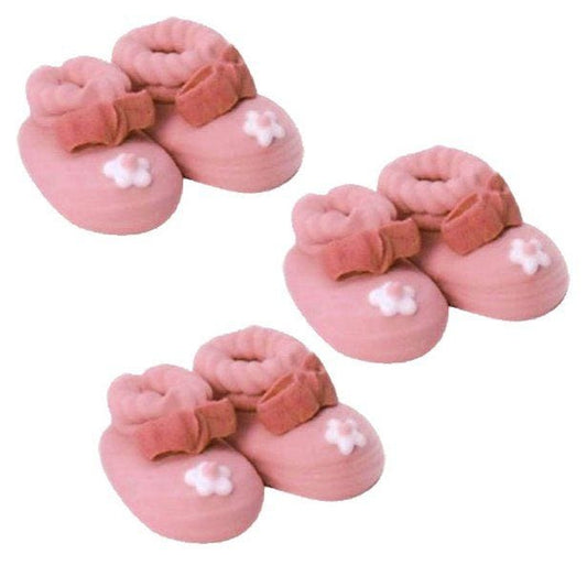 Pink Booties Sugar Cake Toppers (3 pairs)