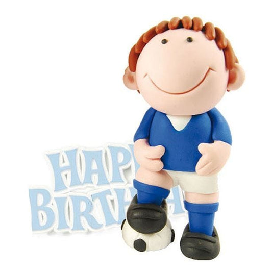 Blue Footballer Cake Topper Figure