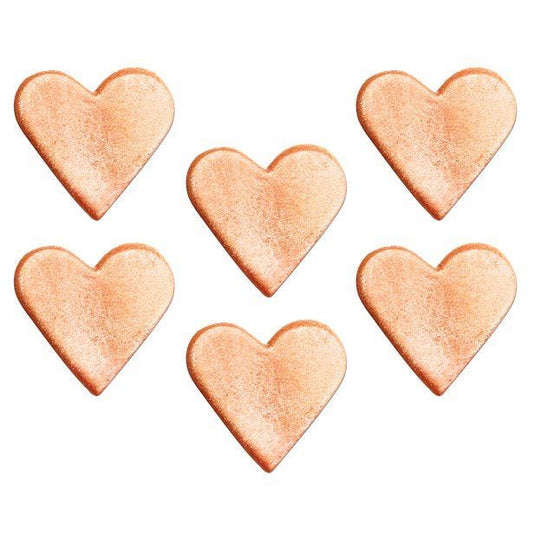 Rose Gold Shimmering Hearts Sugar Decorations (6pk)