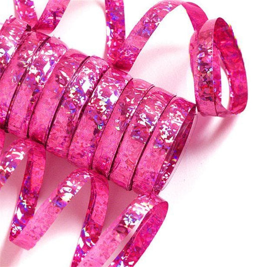 Hot Pink Holographic Streamers - 10 coils