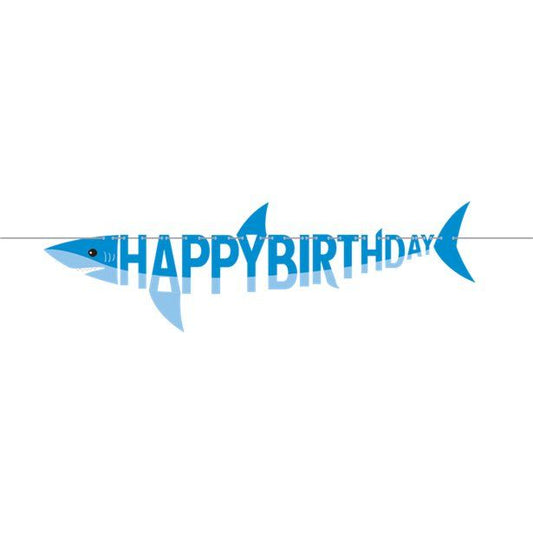 Shark Party 'Happy Birthday' Ribbon Banner - 1.7m
