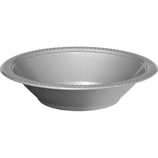 Silver Party Plastic Bowls - 355ml (20pk)