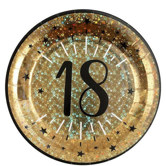 Sparkling Gold 18th Paper Plate - 23cm (10pk)