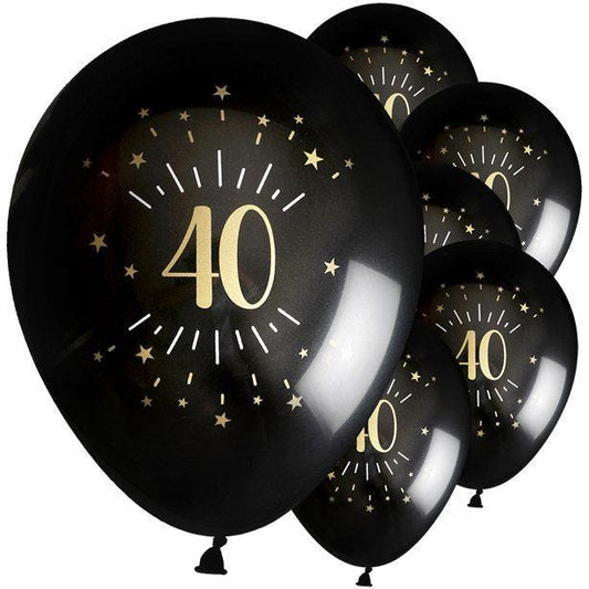 Sparkling Gold 40th Balloons - 9" Latex (6pk)