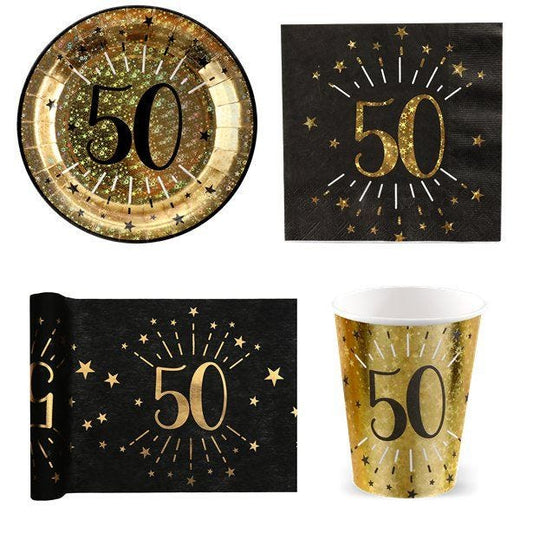 Sparkling Gold 50th Birthday Value Party Pack for 10