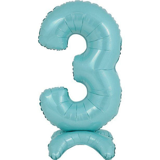 Number 3 Standing Pastel Blue Balloon - 25" Foil