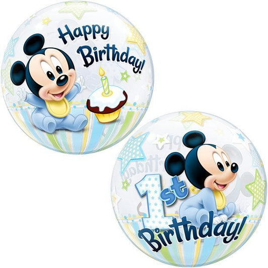Mickey Mouse 1st Birthday Bubble Balloon - 22"