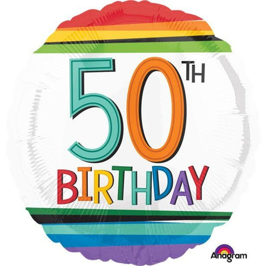 50th Birthday Rainbow Balloon - 18" Foil