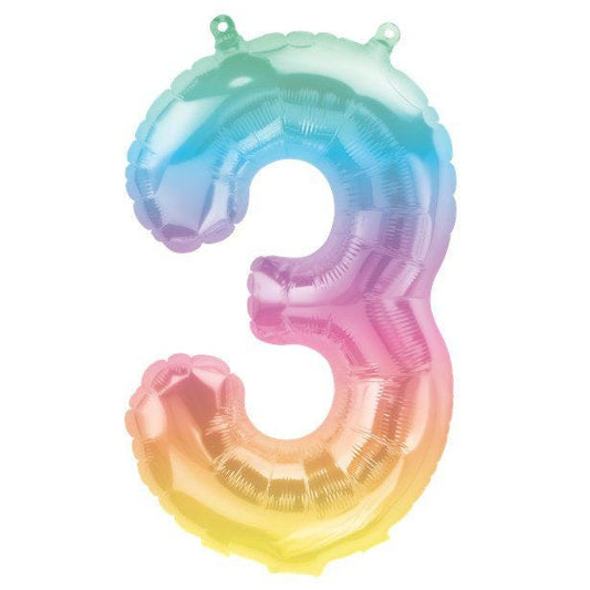 Pastel Ombre Number 3 Balloon - 16" Foil