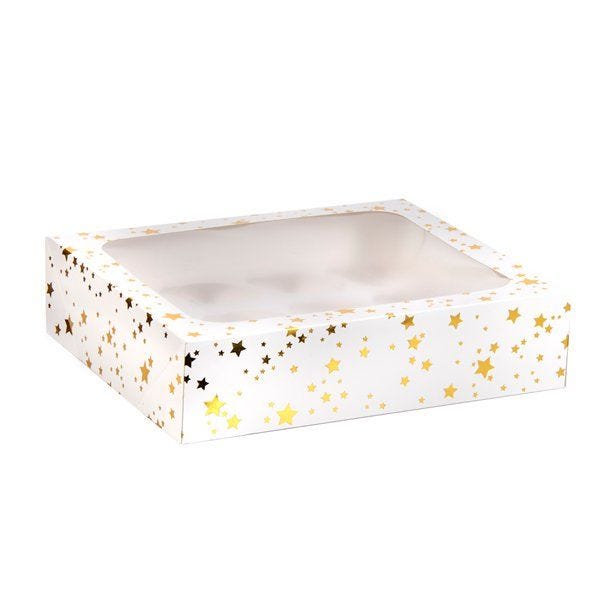 Gold Stars Cake Box for 12 Cupcakes