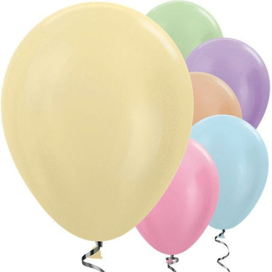 Multi-coloured Satin Balloons - 12" Latex Balloons (50pk)