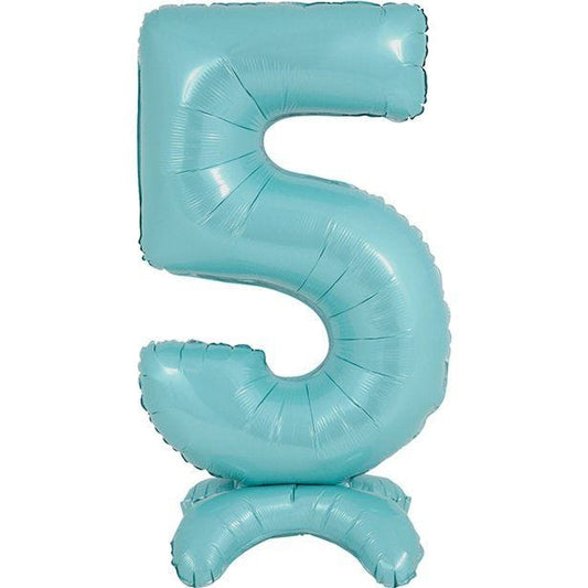Number 5 Standing Pastel Blue Balloon - 25" Foil