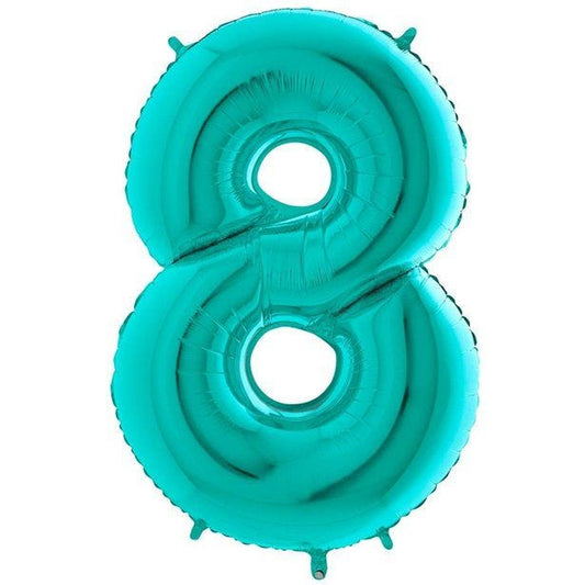 Number 8 Tiffany Blue Foil Balloon - 40"