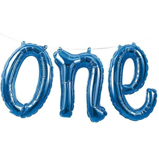 Age One Blue Phrase Balloon Bunting - 12" Foil