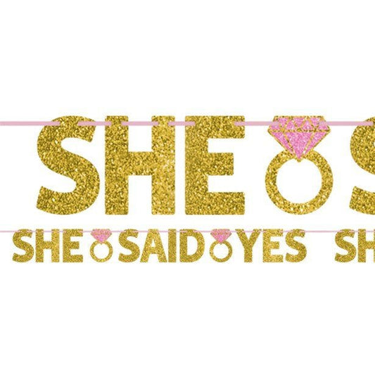 She Said Yes Glitter Paper Banner - 1.3m