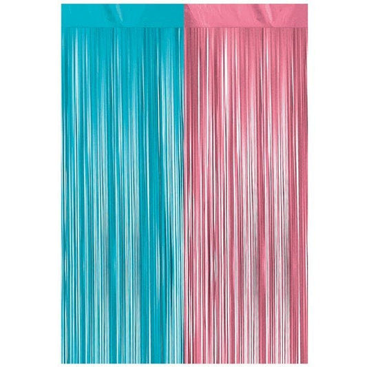Blue & Pink Gender Reveal Foil Backdrop Curtain