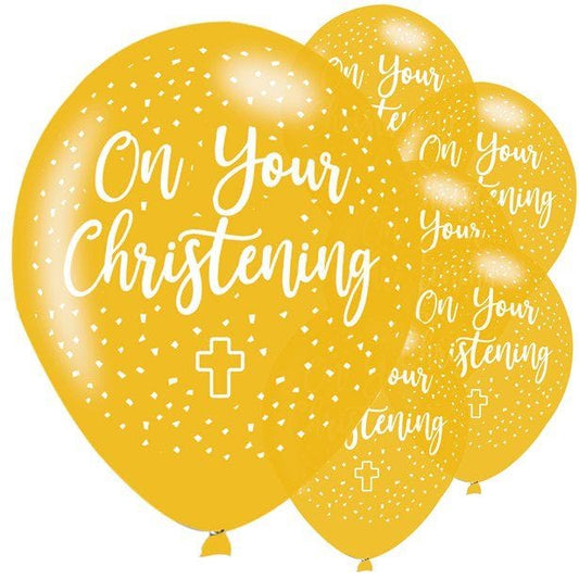 Christening Gold Latex Balloons - 11" (6pk)