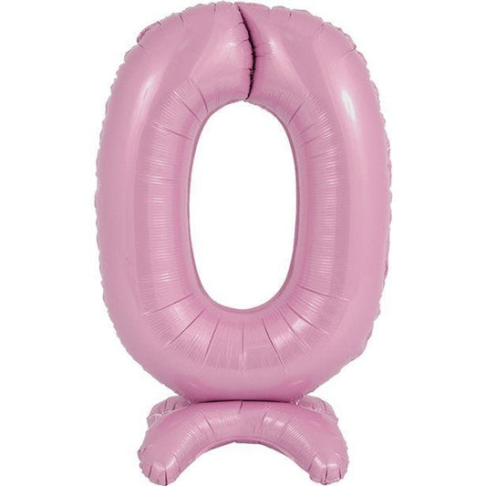 Number 0 Standing Pastel Pink Balloon - 25" Foil
