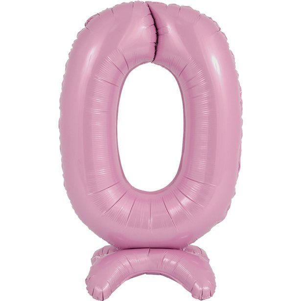 Number 0 Standing Pastel Pink Balloon - 25" Foil