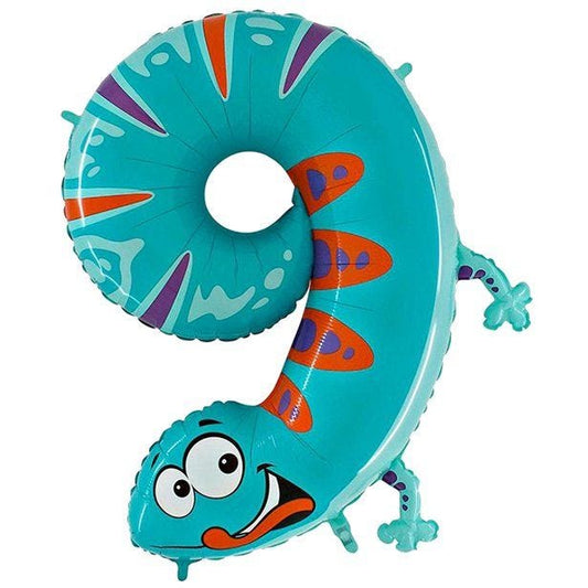 Gecko Number 9 Balloon - 40'' Animaloon Foil