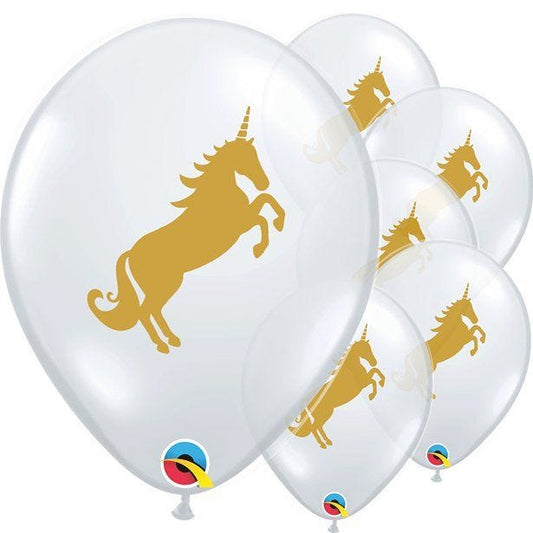 Golden Unicorn Diamond Clear Latex Balloons - 11" Latex (25pk)
