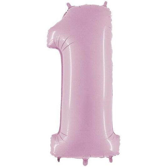 Number 1 Pastel Pink  Foil Balloon - 40"