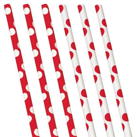 Red Polka Dot Paper Straws (10pk)
