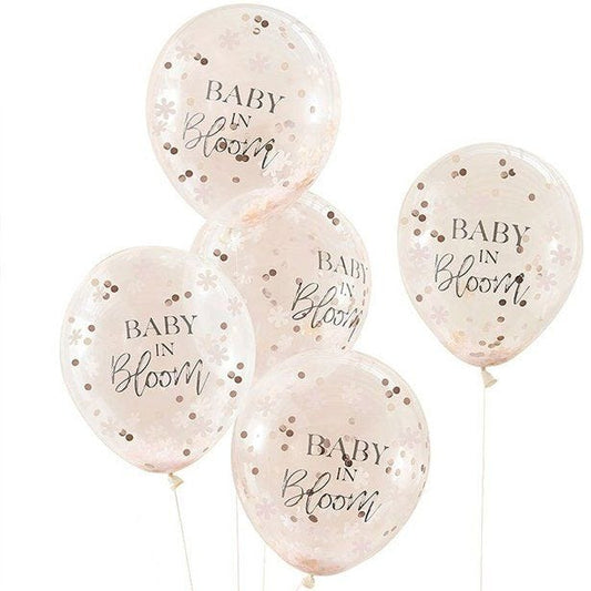 Baby In Bloom Flower Confetti Latex Balloons - 12" (5pk)