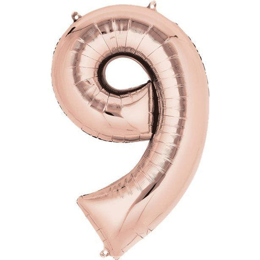 Rose Gold Number 9 Air Filled Balloon - 16" Foil