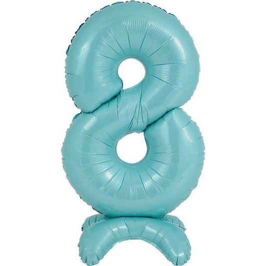 Number 8 Standing Pastel Blue Balloon - 25" Foil