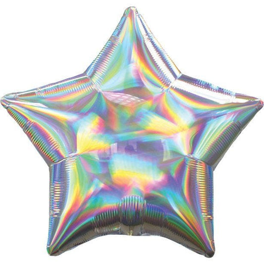 Silver Iridescent Star Balloon - 18'' Foil - unpackaged