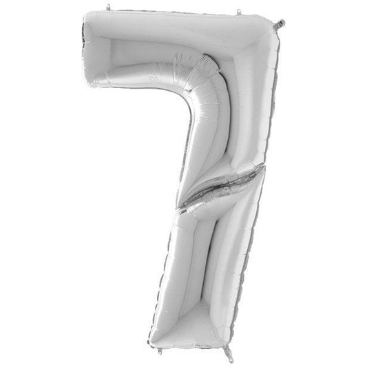 Number 7 Silver Foil Balloon - 64"