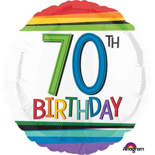 70th Birthday Rainbow Balloon - 18" Foil