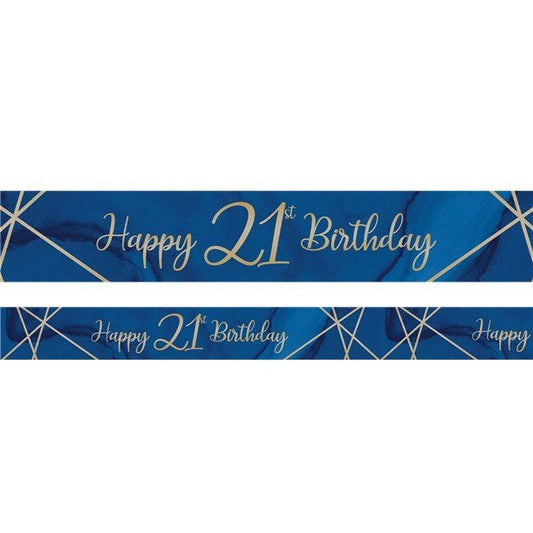 Navy & Gold Geode 'Happy 21st Birthday' Foil Banner - 2.74m