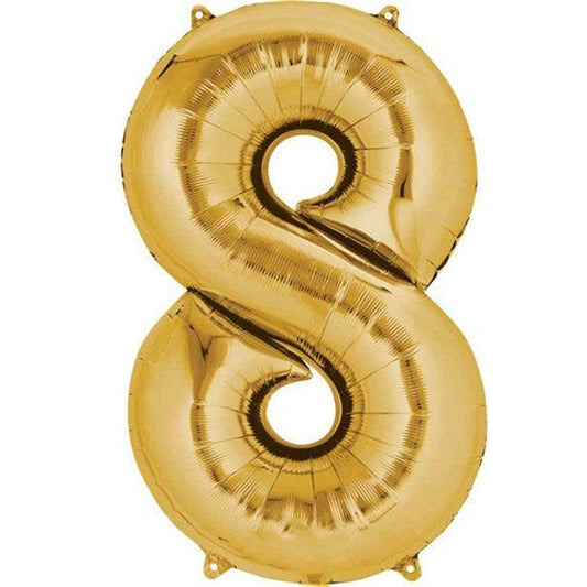 Gold Number 8 Balloon - 16" Foil