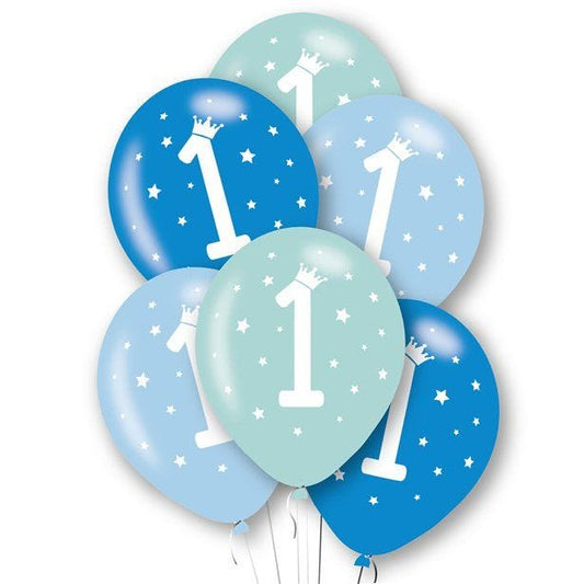 1st Birthday Blue Latex Balloons - 11" (6pk)
