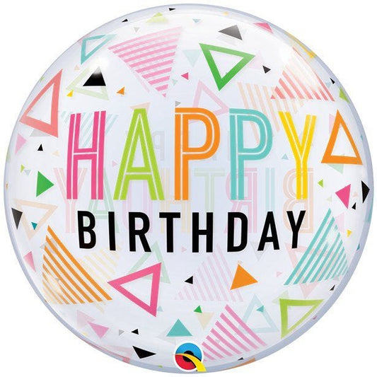 Happy Birthday Triangle Bubble Balloon - 22"
