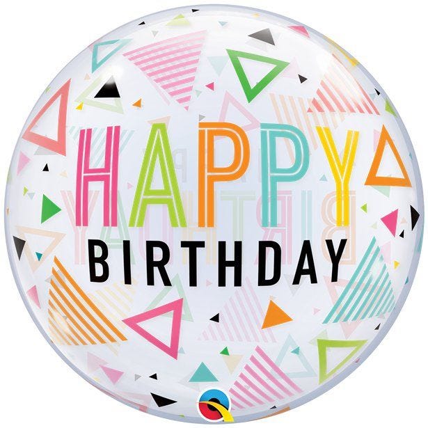 Happy Birthday Triangle Bubble Balloon - 22"