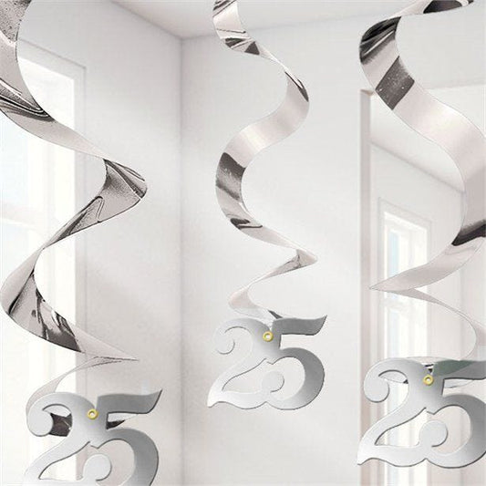 25th Anniversary Hanging Swirls - 60cm (5pk)