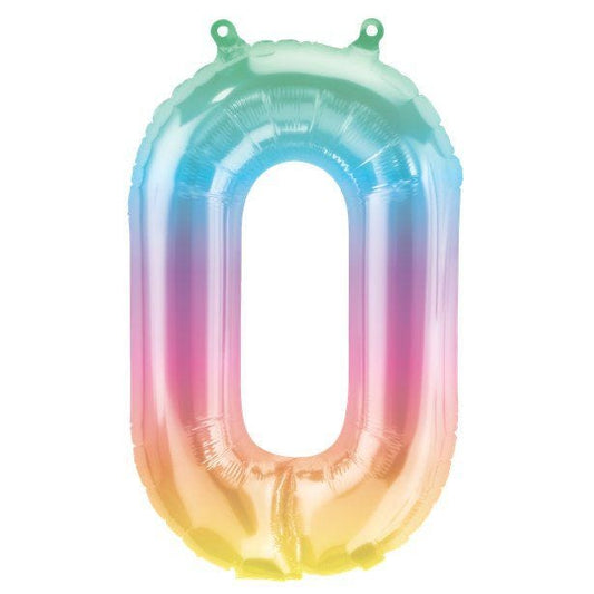 Pastel Ombre Number 0 Balloon - 16" Foil