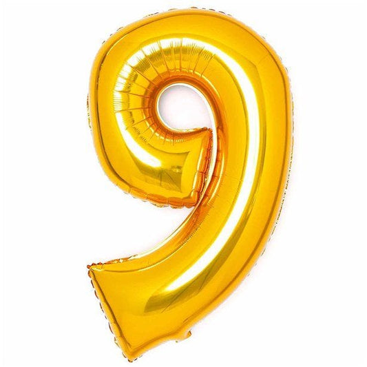 Number 9 Gold Foil Balloon - 34"