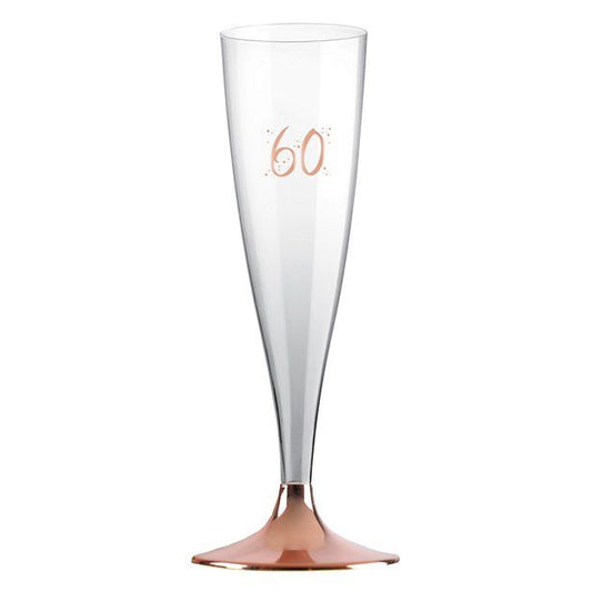 60th Rose Gold Champagne Flutes - 140ml (6pk)