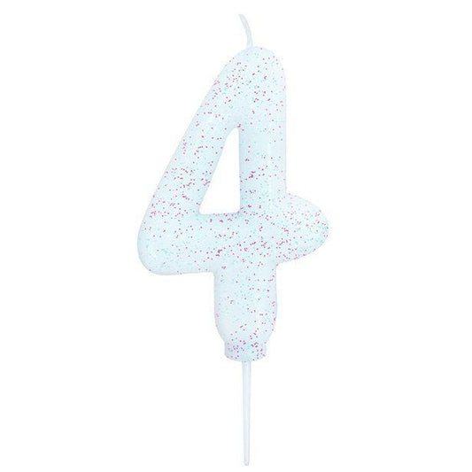 Iridescent Glitter Number 4 Candle - 7cm