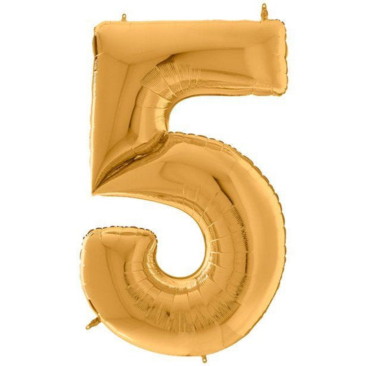 Number 5 Gold Foil Balloon - 64"