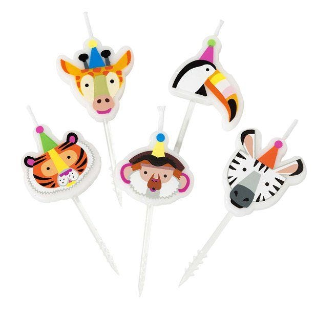 Party Animals Shaped Cake Candles - 6.7cm (5pk)