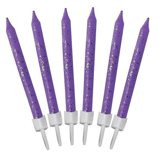 Purple Glitter Candles (12pk)